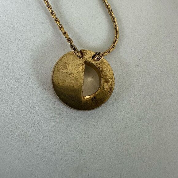 Dior CD Logo Rhinestone Gold Tone Necklace - Picture 2 of 7